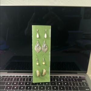 Lia Sophia Silver and Gold Teardrop and Stud Earrings